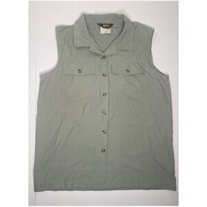 Vintage REI Lightweight Sage Sleeveless Button Front Hiking Vest Sz Med EUC
